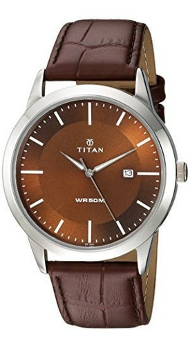 Titan Mens Neo Quartz Metal Y Cuero Reloj Colorbrown Model 1