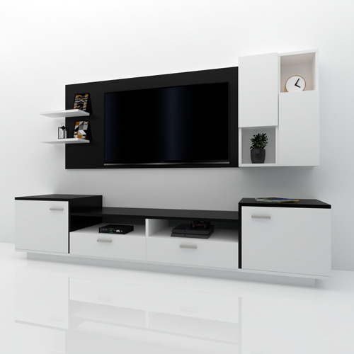 Modular Moderno Mueble Living Panel Para Lcd/led H/55 Color Marrón