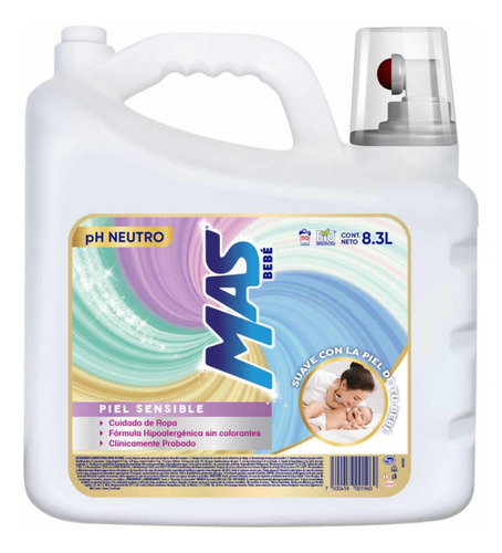Detergente Líquido Mas Bebé Ph Neutro 8.3 L **envio Gratis**