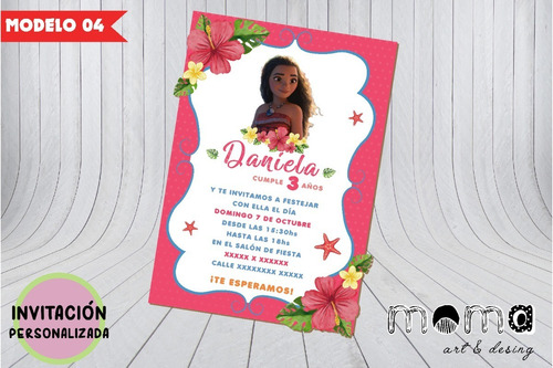 Invitaciones Imprimibles Y Digitales P/ Whatsapp - Moana