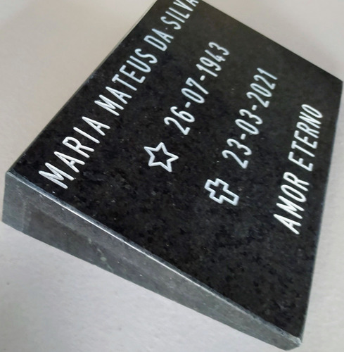 Placa Lápide Granito Suporte Túmulo Cemitério T/ 30cm X 40cm