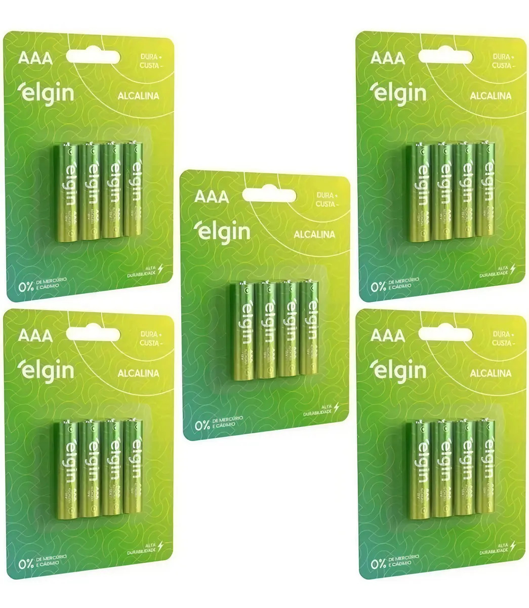 Pilha Alcalina Aaa Elgin Kit Com 20 Unidades