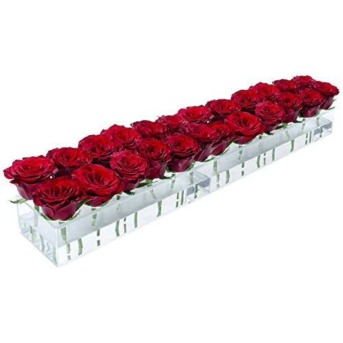 Jarrón De Flores Acrílico Rectangular Pack De 2, Cent...