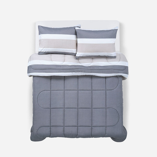 Plumón Reversible Soft Touch Amaro Gris Súper King