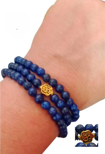 Japa Mala Rosario Budista Pulsera De Lapislázuli Con Om 6mm