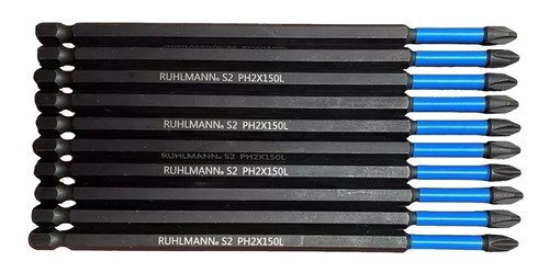 Punta Larga Ph2 150 Mm X 10 U Hexa 1/4 Alto Impacto Ruhlmann