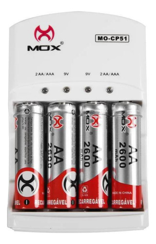 Carregador Super Rápido + 4 Pilhas Recarregável Aa 2600mah