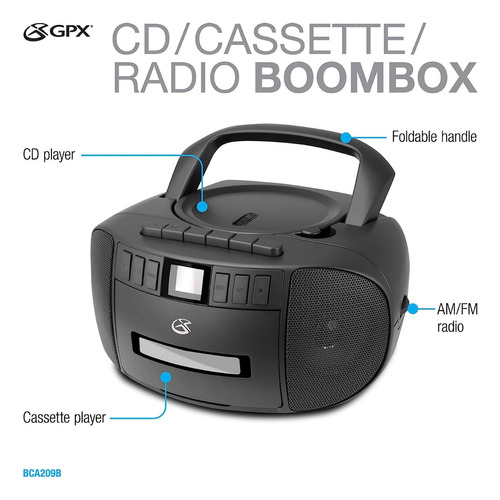 Radio Boombox Cd/cassette  Portatil Am/fm  Gpx Bca209b