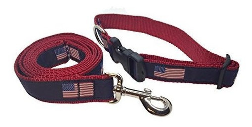 Preton American Flag Dog Collar Y Leash Set - Tn2gx