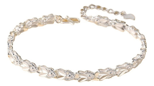 Pulsera Popular De Plata 925 Con Diseño De Conejo Y Flor De