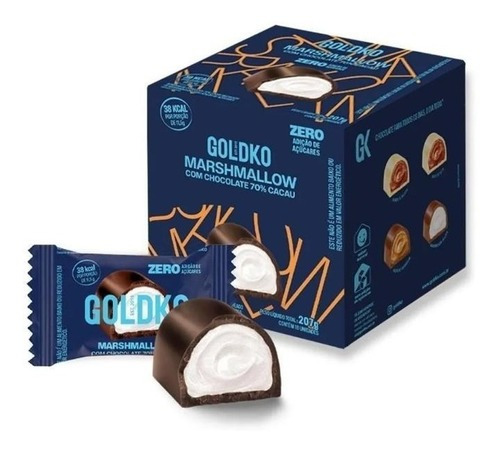 Bombom Marshmallow 70% Cacau- Goldko Caixa Com 18 Unidades