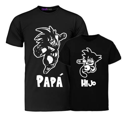 Pack Polera Goku Grande  Pequeño Papá Hijo Familia Grafimax