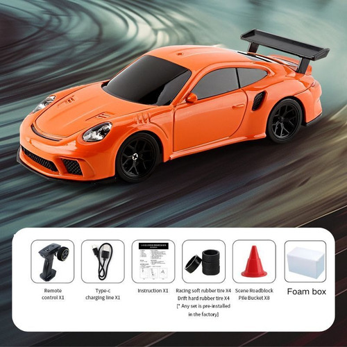 Carro Drift Rc Mini 1:43 Control Remoto Auto Alta Velocidad Naranja Claro