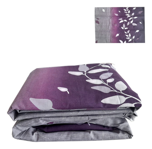 Juego De Sabana 2 Plazas 180 Hilos Algodón 100% Calidad Color Estampado Diseño De La Tela Morado Con Hojas