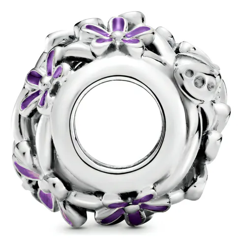 Charm Calado Margarita Morada Color Plata