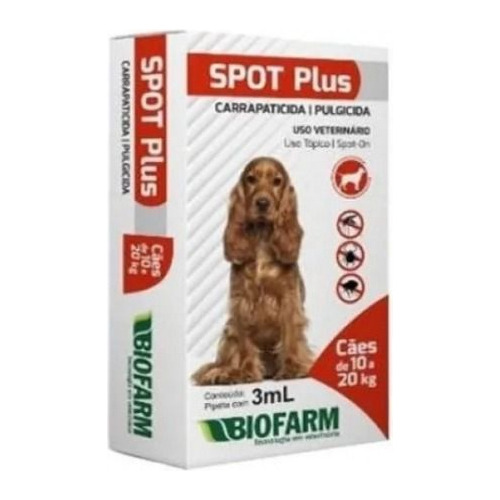 Antipulga Spot Plus Caes 3,00ml Caes De 10 A 20kg 