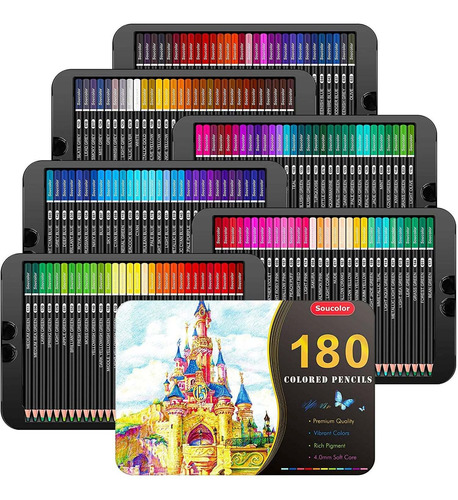 180 Lapices De Colores De Artista Numerados Caja Metalica