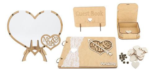 Libro De Registro De Bodas, Recepciones, Invitados, Madera,