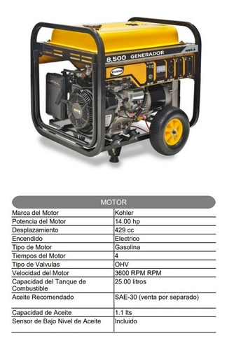 Imagen 2 de 4 de Generador 8500 W 14 Hp Kohler Planta De Luz Evans G85mg1400k