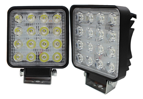 Neblinero 16 Led 48w Foco 10-48v Auto Camión Cuadrado El Par