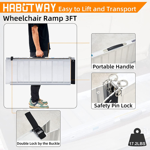 Habutway Rampa Portátil Para Silla De Ruedas De 3 Pies, Ramp