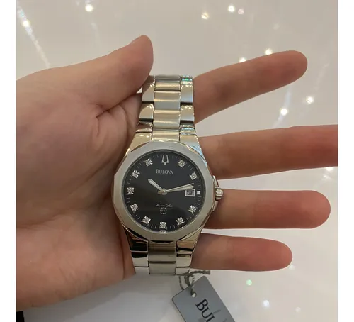 Rel gio Bulova 96d14 Marine Star Prata Com 10 Diamantes