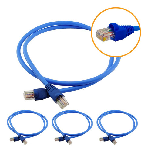 Kit 400 Un Cabo De Rede 1,5m Cat6 Furukawa Rj45 Azul Gigabit