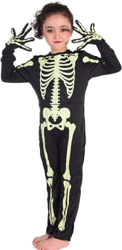 Imagen 1 de 5 de Disfraz Esqueleto Halloween Brilla En Oscuridad Teletiendauy