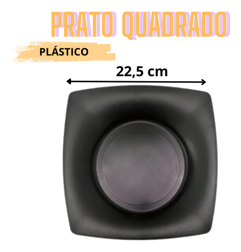 Kit 10 Prato Quadrado 10 Caneca 450ml E 10 Cumbucas 700ml