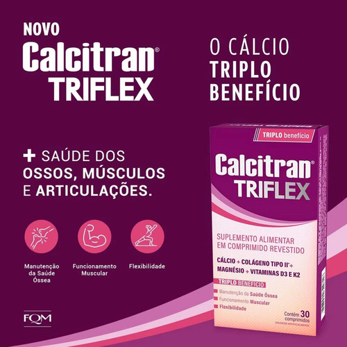 Calcitran Triflex Colágeno Tipo Ii 30 Comprimidos Sem Sabor Sem Sabor