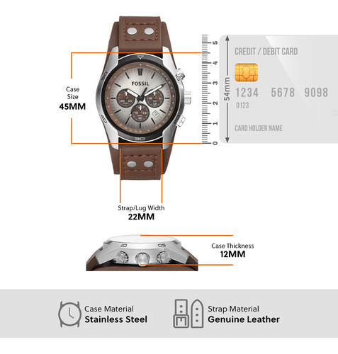 Reloj Cronógrafo Fossil Coachman Ch2565 Para Hombre, Platead