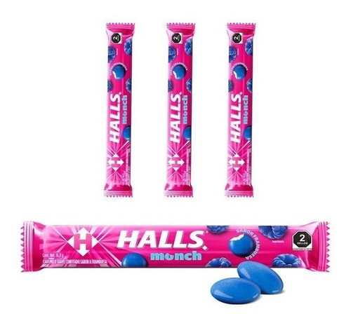 Halls Monch Sabor Frambuesa Caramelo Suave Dulce 15 Piezas