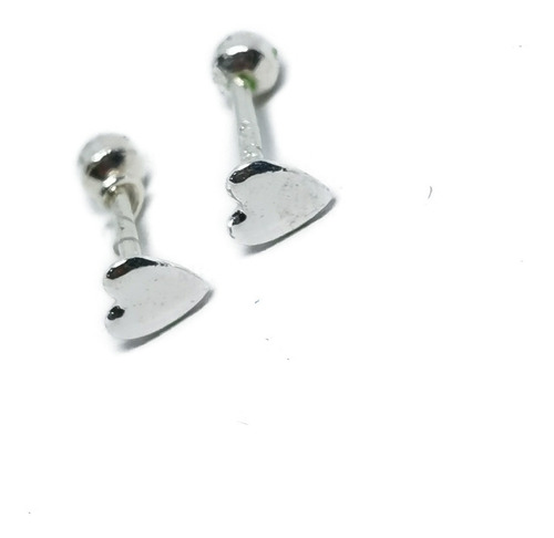 Aretes De Corazon Mini 3 Mm De Plata 925+broquel Bb1