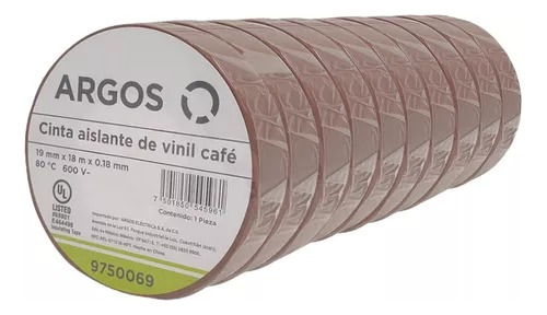 Pack 10 Cinta Electrica Aislante De Vinil Cafe Marca Argos 