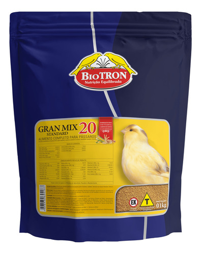 Gran Mix 20 1kg Biotron - Ração Extrusada Para Canários