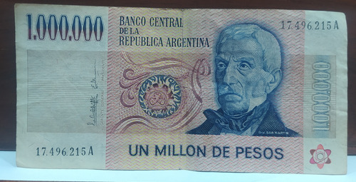 Antiguo Billete 1000000 Pesos Ley Argentina Bottero 2513