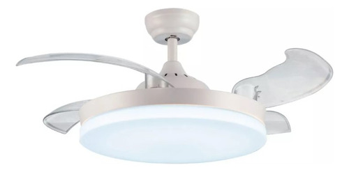 Ventilador De Techo Retráctil Led Con 4 Palas Blanco Diámetro 107 Cm Frecuencia 50-60hz Material De Las Aspas Abs