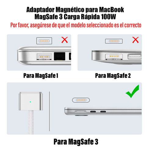 Adaptador De Carga Ubs-c A Magsafe 3 Para Macbook Air Pro Plateado