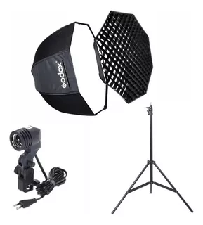 Kit Softbox Godox 80cm C/ Grid + Tripé + Suporte P/ Lâmpada