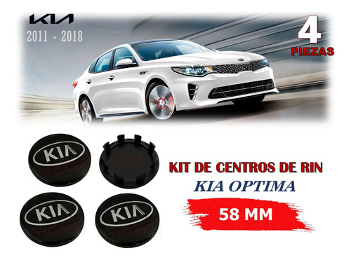 4 Centros De Rin Optima 2011-2018 58 Mm Negro/logocrom