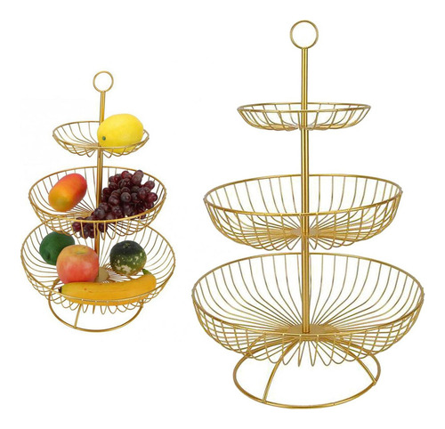 Frutero, Fruit Cesta Of Three Levels, Grande, Dorado, 300 M