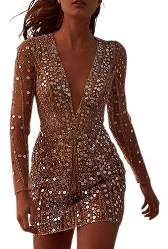 Vestidos de lentejuelas manga larga clearance