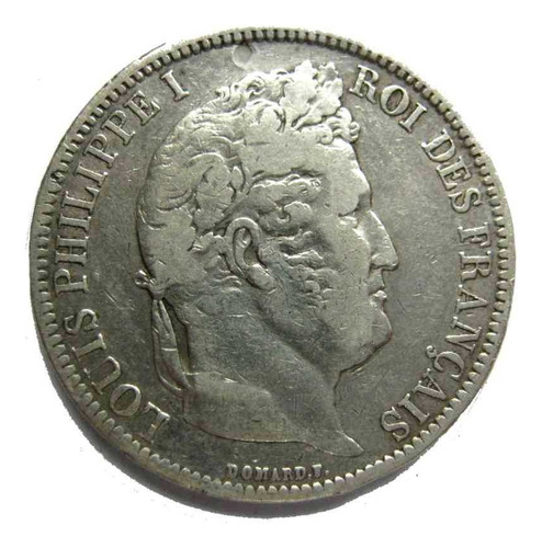 Francia 1831 Antigua 5 Franc Grande De Plata Rey Luis Felipe