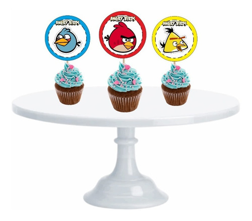 Angry Birds Cupcake Toppers Adorno Para Muffins X10