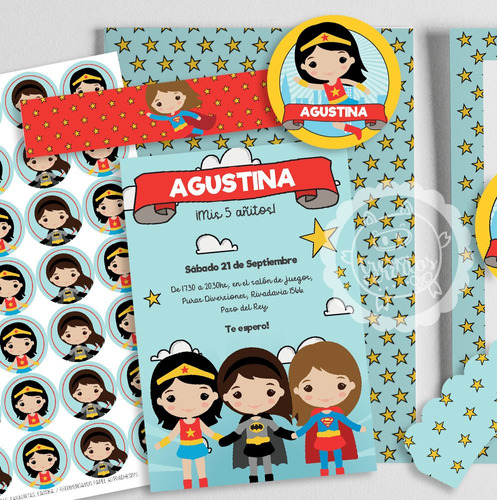 Kit Imprimible Superchicas Textos Editables  3c