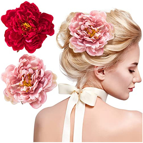 Joez Maravilloso 2pcs Peony Flor Clips Para Las Dl9km