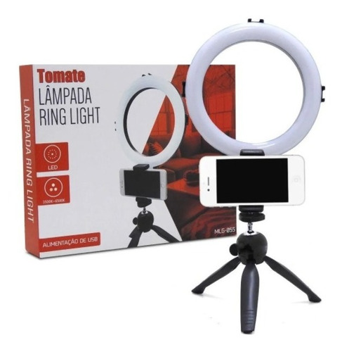 Iluminador Ring Light Tomate Mesa Com Suporte 8p Mlg055