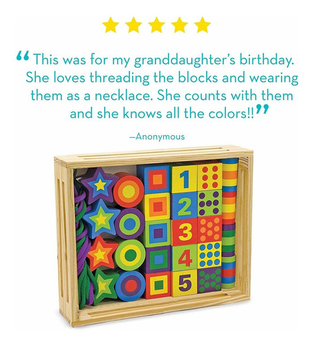 Melissa & Doug Perlas Cordón De Madera En Una Caja (juguetes