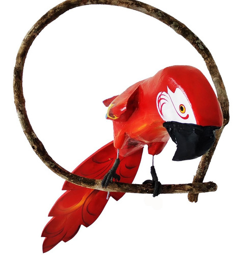 Imagem 1 de 9 de Pássaro Arara Madeira Feito À Mão Decorativa E Contemplativa
