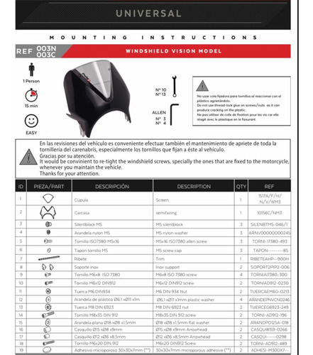 Parabrisas Carenado Moto Faro Redondo - Puig 003nw